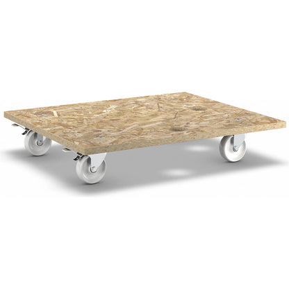 Transport dolly made of OSB panels, pack of 2, rectangular, LxWxH 590 x 490 x 110 mm.