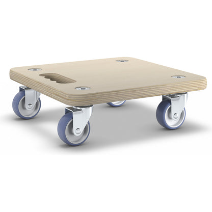 Transport dolly made of multiplex panel, square, pack of 2, wheels with TPR tyres (soft).