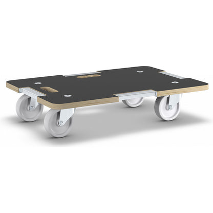 Transport dolly made of multiplex panel, rectangular, max. load 250 kg, width 434 mm.