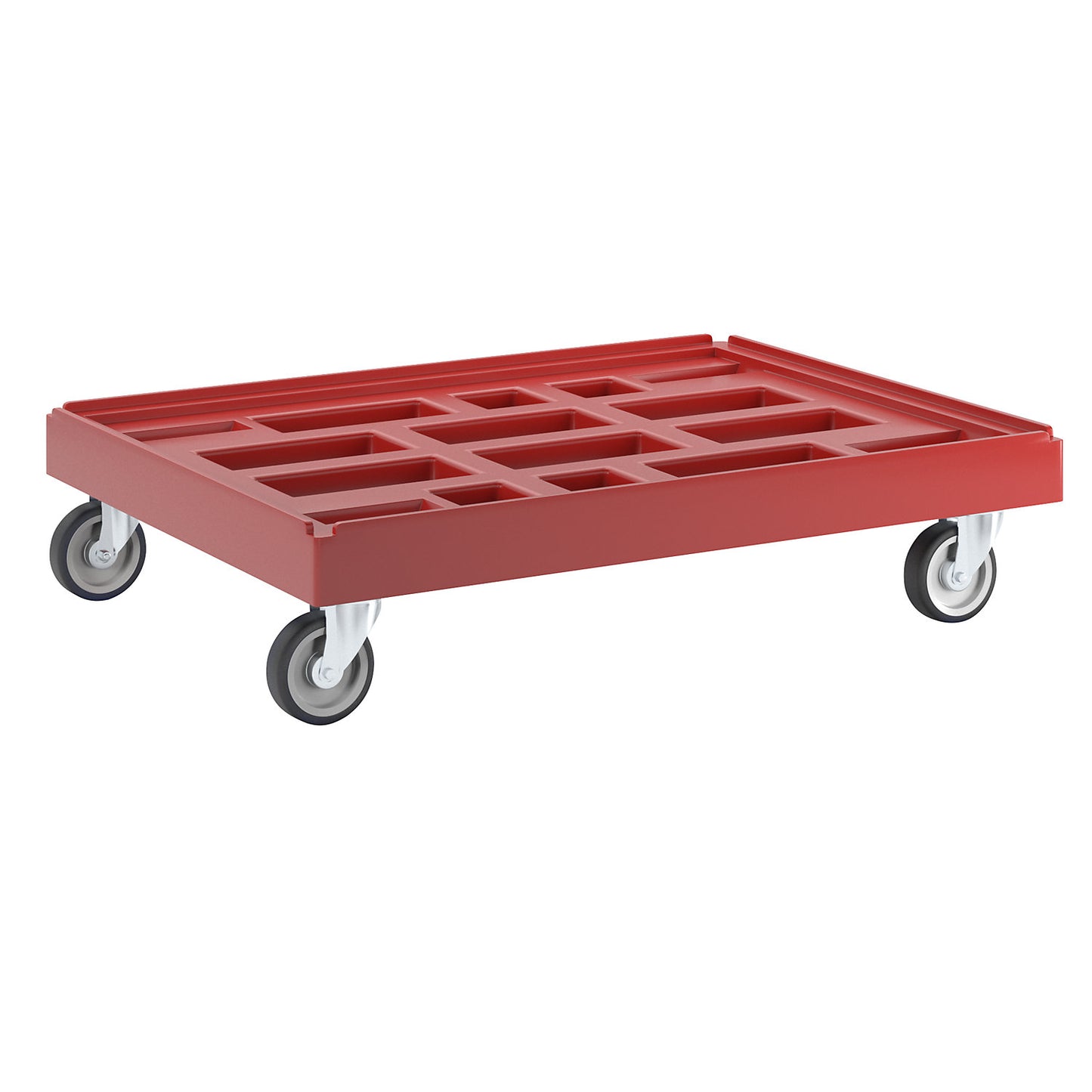 Transport dolly, LxW 814 x 612 mm, made of HDPE, flame red.