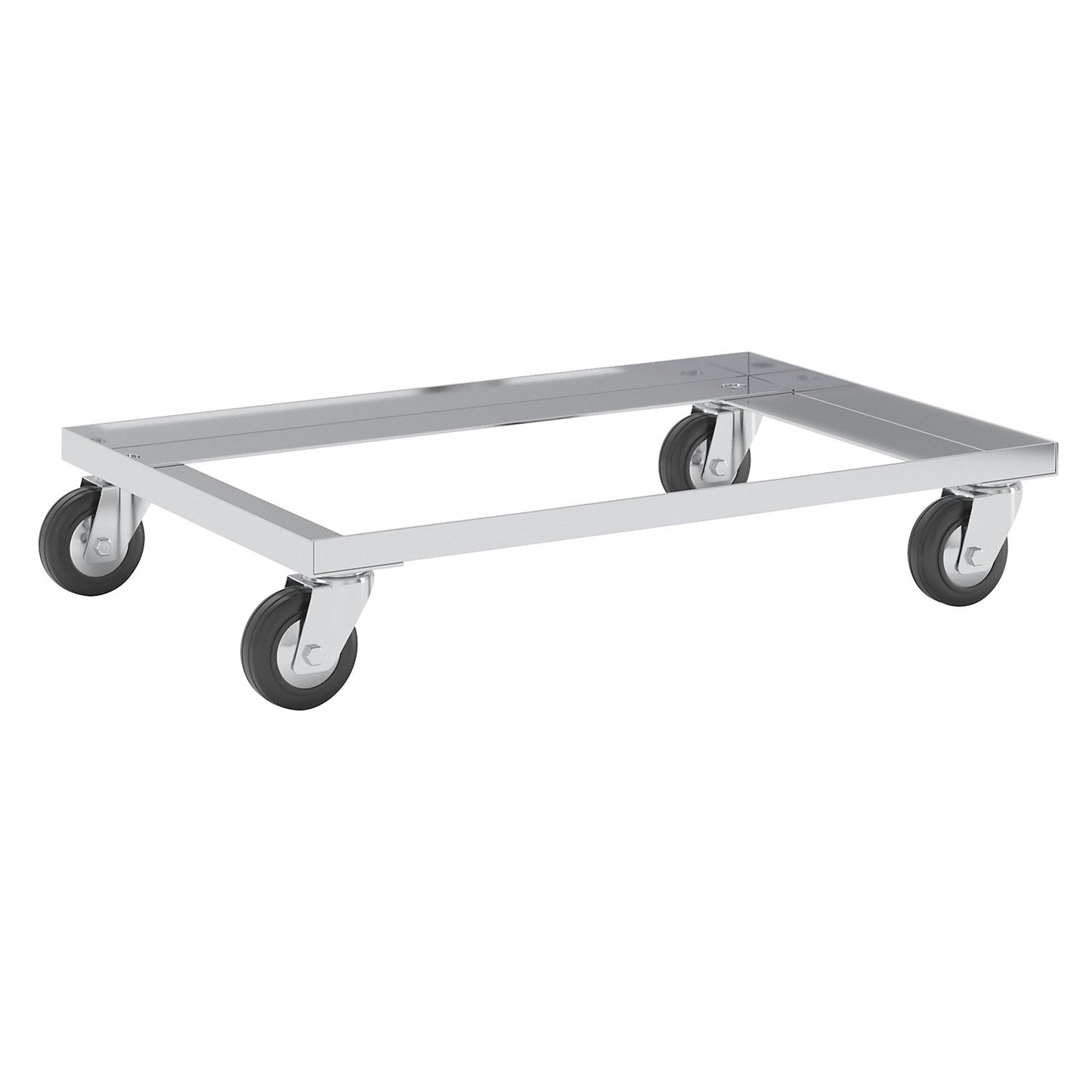Aluminium dolly, max. load 200 kg, with thread guard, polypropylene wheels, black.