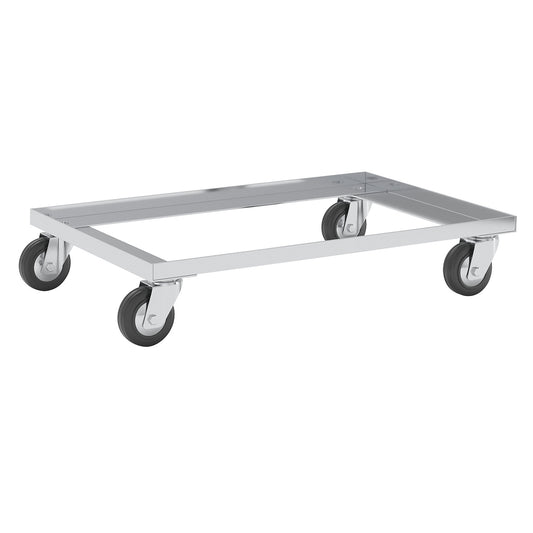 Aluminium dolly, max. load 200 kg, with thread guard, polypropylene wheels, black.