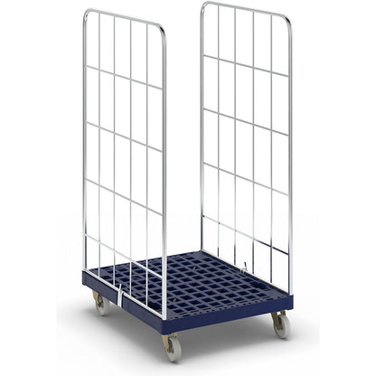 Roll container with plastic dolly, 2-sided, WxD 682 x 815 mm, effective height 1460 mm.