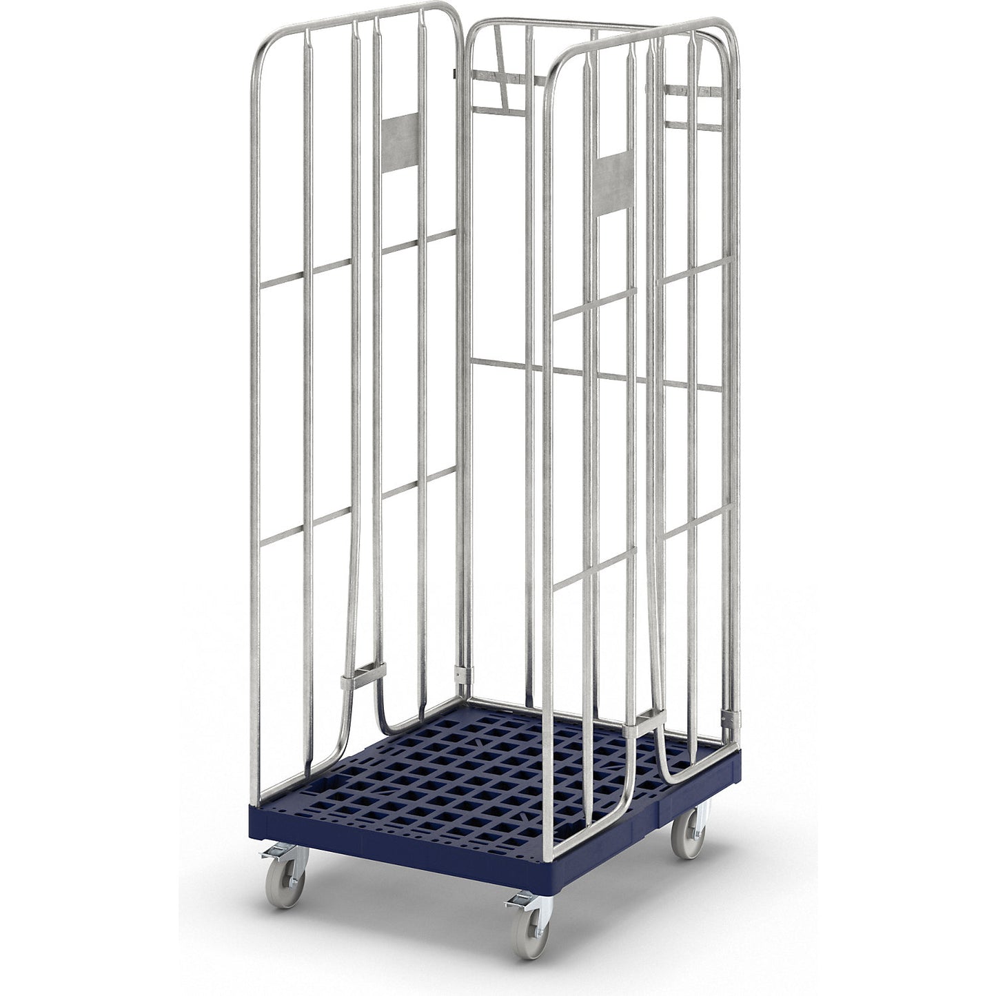Roll container, hot dip galvanised, 3-sided, with rear panel.