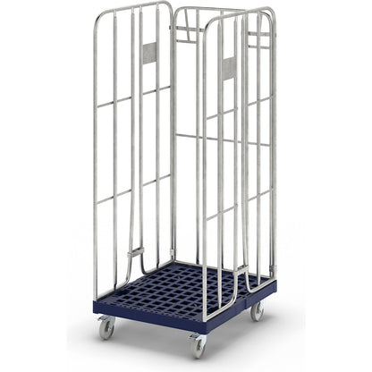 Roll container, hot dip galvanised, 3-sided, with rear panel.