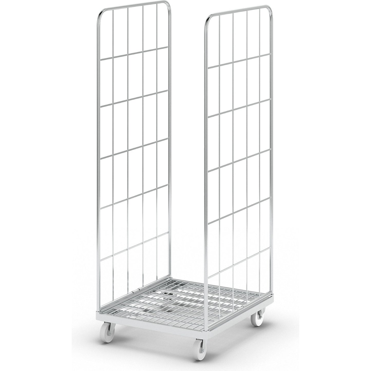 Steel roll container, 2-sided, overall height 1830 mm, weight 27.4 kg.