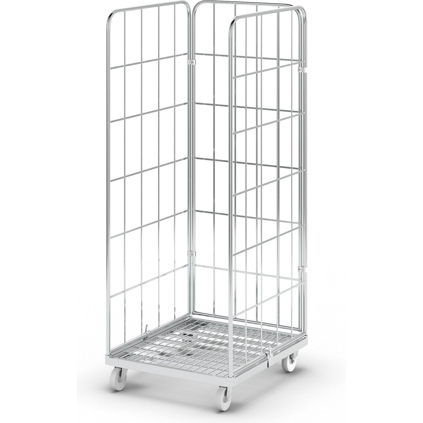 Steel roll container, 3-sided, overall height 1830 mm, weight 33.3 kg.