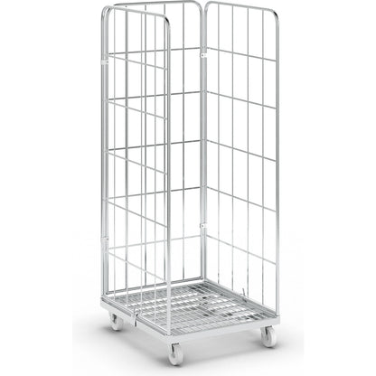 Steel roll container, 3-sided, overall height 1830 mm, weight 33.3 kg.