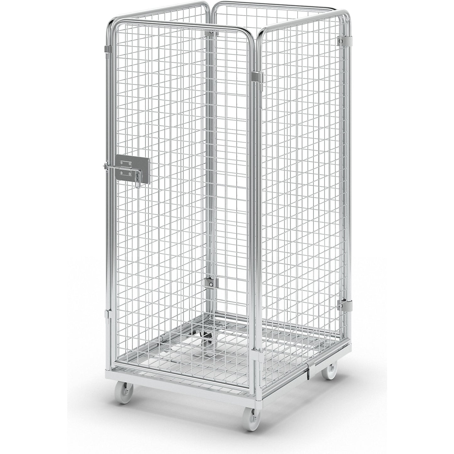 Wire mesh container with steel dolly, 4-sided, effective height 1350 mm.