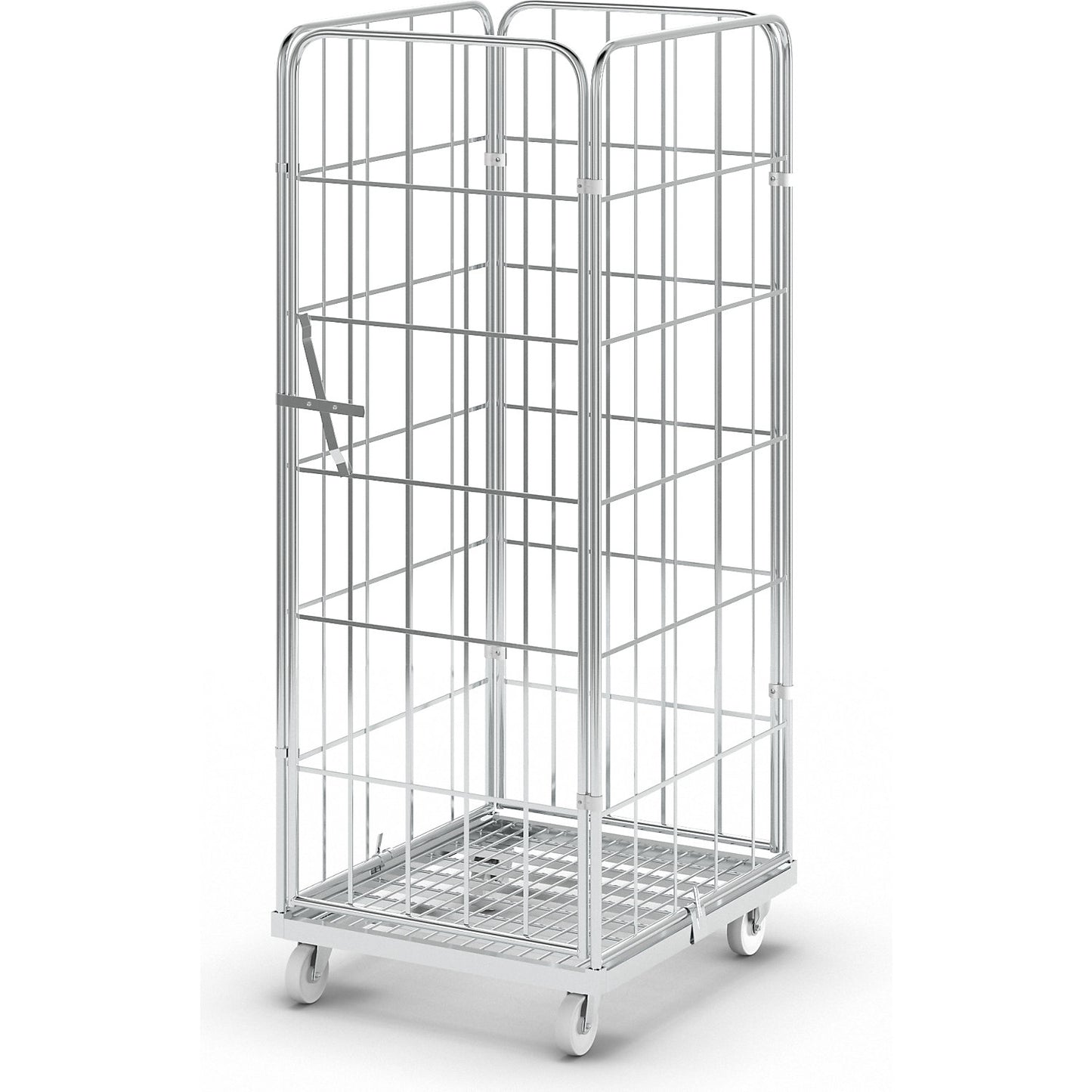 Steel roll container, 4-sided, overall height 1830 mm, 1 front panel, one-part.