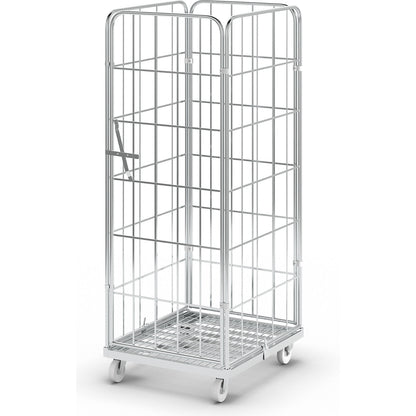 Steel roll container, 4-sided, overall height 1830 mm, 1 front panel, one-part.
