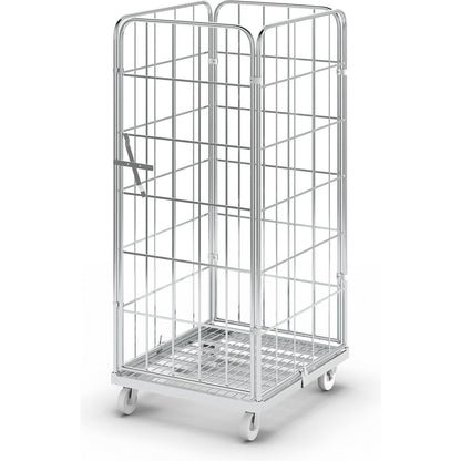 Steel roll container, 4-sided, overall height 1640 mm, 1 front panel, one-part.