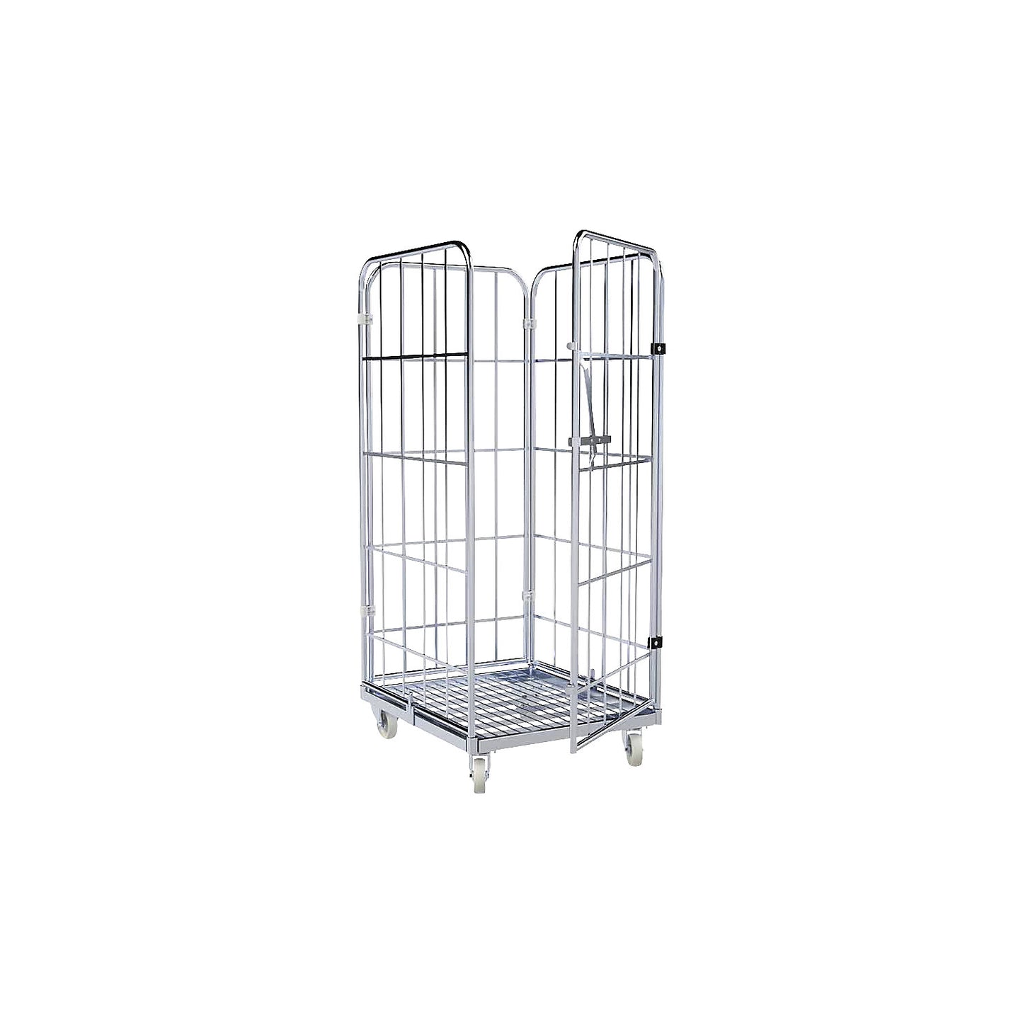Steel roll container, 4-sided, overall height 1640 mm, 1 front panel, one-part.