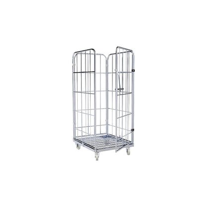 Steel roll container, 4-sided, overall height 1640 mm, 1 front panel, one-part.