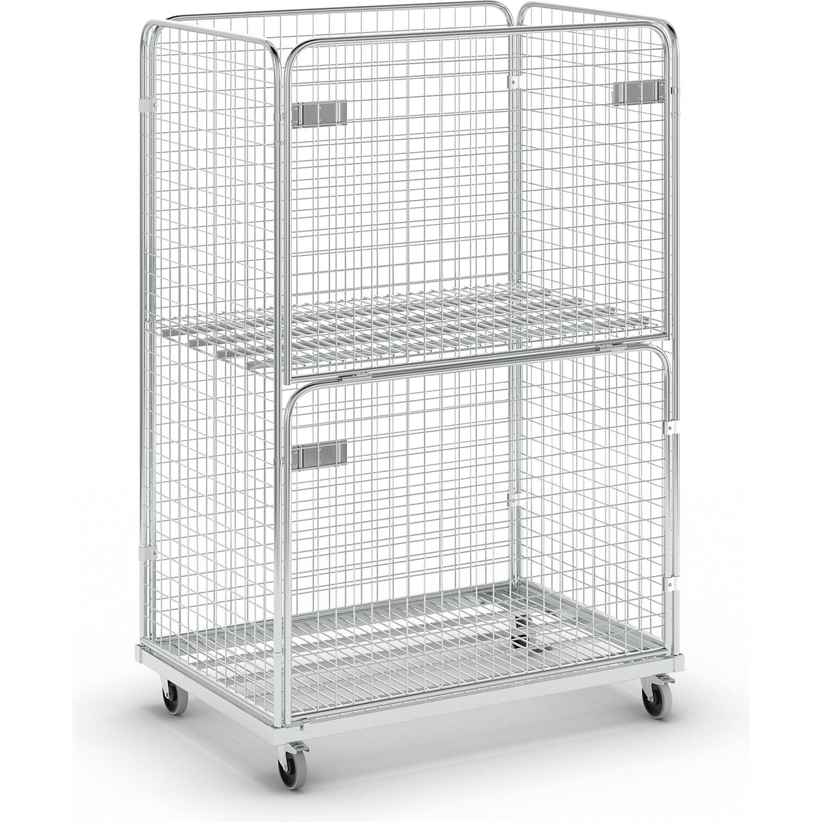 Steel roll container, LxW 1200 x 800 mm, 4-sided, with folding front panel.