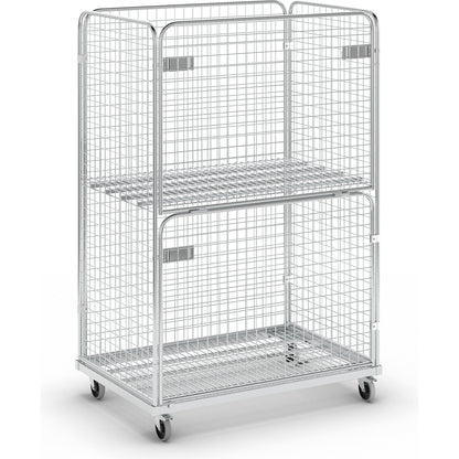 Steel roll container, LxW 1200 x 800 mm, 4-sided, with folding front panel.
