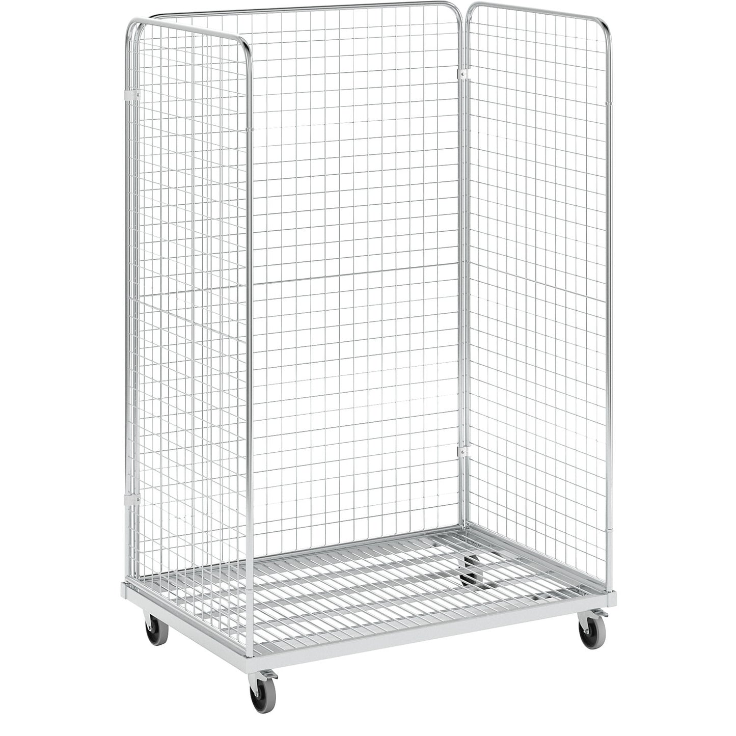 Steel roll container, LxW 1200 x 800 mm, 3-sided, with rear panel.
