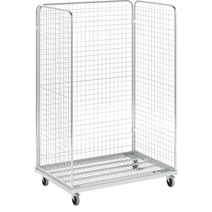 Steel roll container, LxW 1200 x 800 mm, 3-sided, with rear panel.