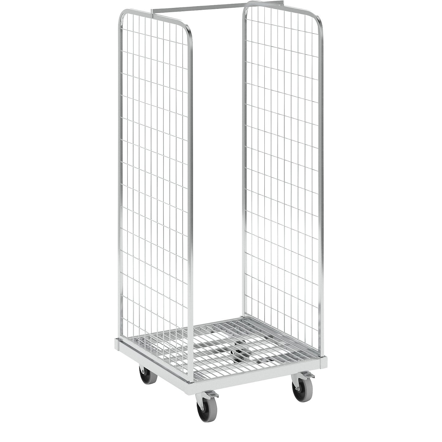 Steel roll container, LxW 600 x 600 mm, 2-sided, with stabiliser bar.