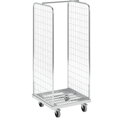 Steel roll container, LxW 600 x 600 mm, 2-sided, with stabiliser bar.