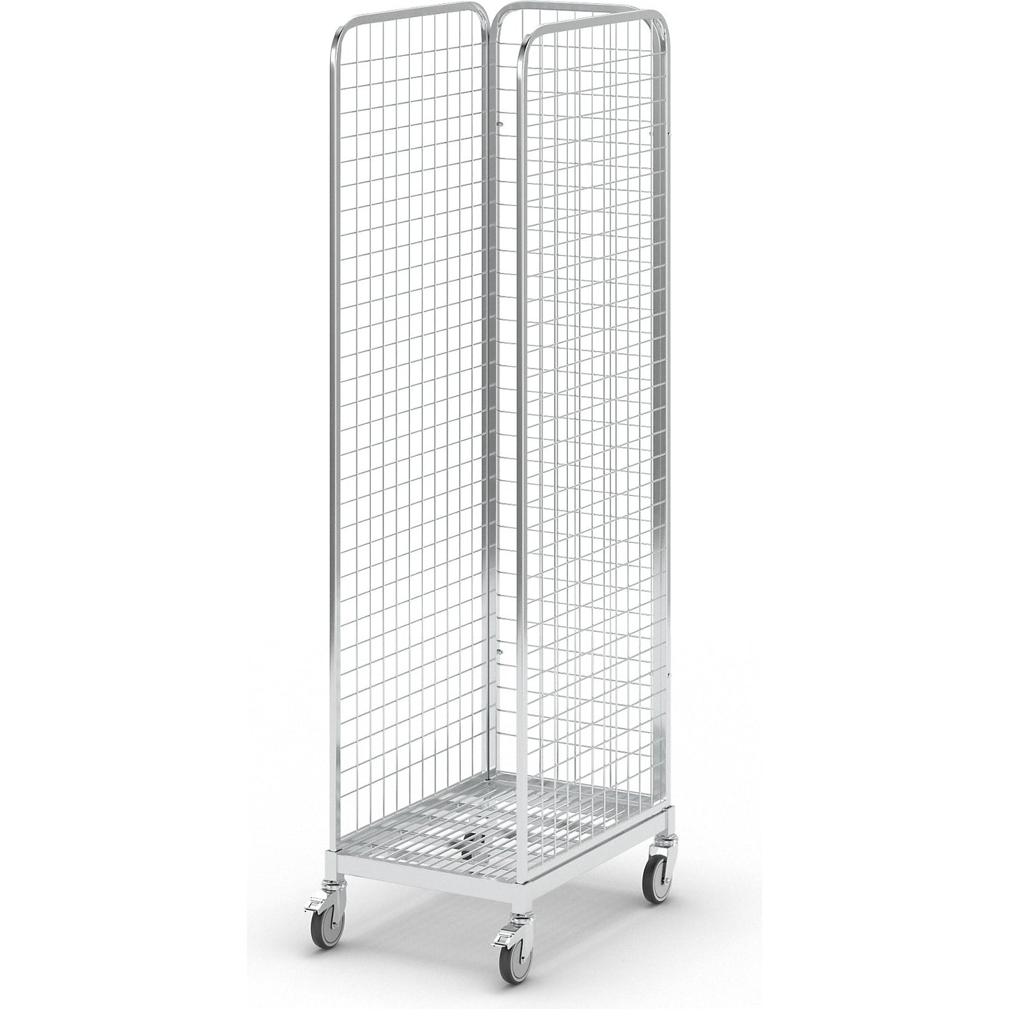 Steel roll container, LxW 640 x 460 mm, 3-sided, with rear panel.