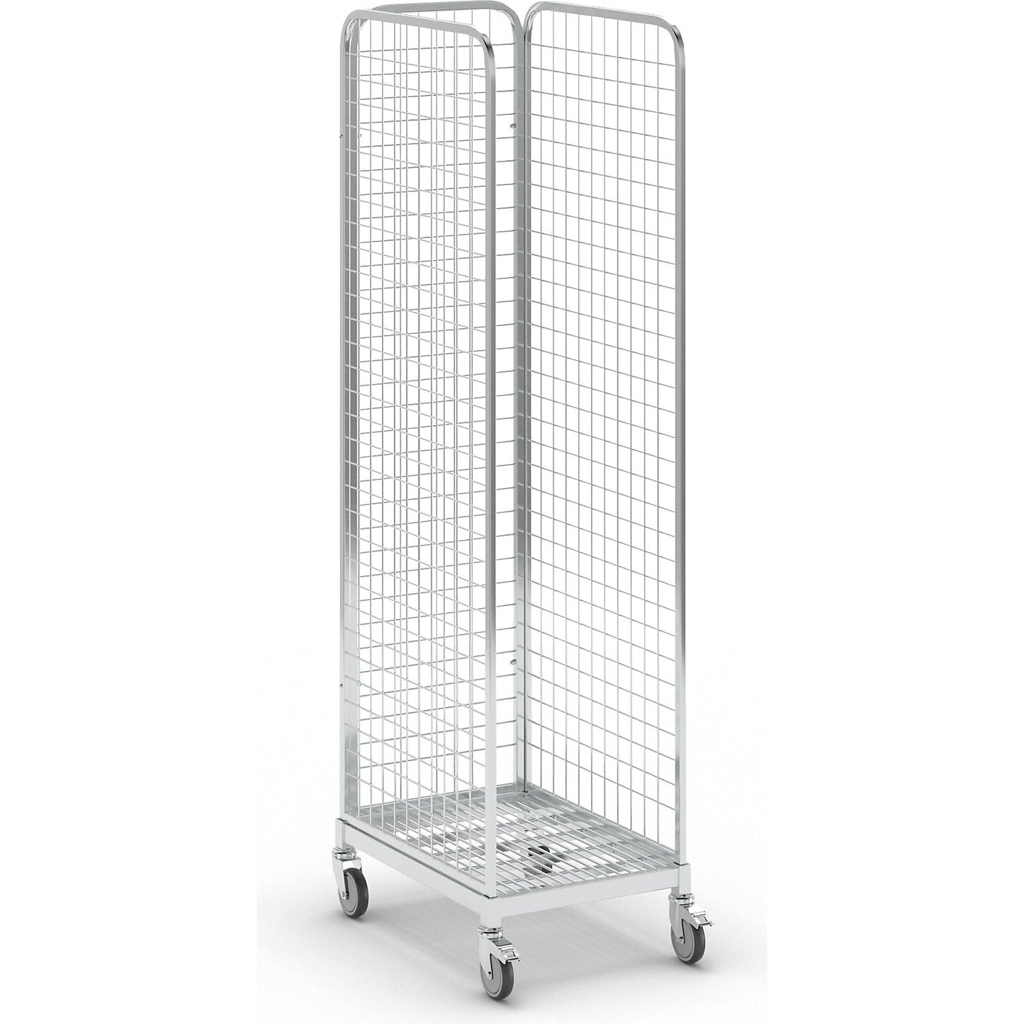 Steel roll container, LxW 640 x 460 mm, 3-sided, with rear panel.
