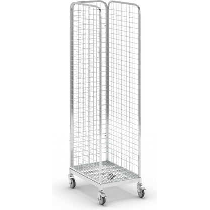 Steel roll container, LxW 640 x 460 mm, 3-sided, with rear panel.