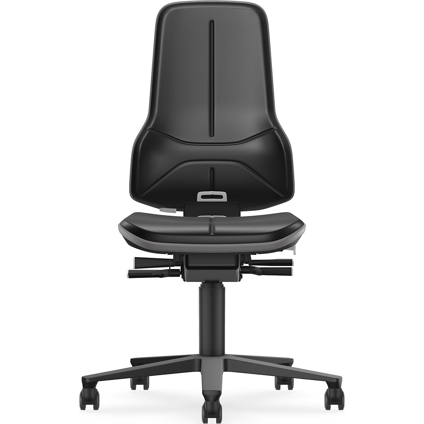 NEON ESD industrial swivel chair, castors, synchronous mechanism, vinyl, grey bumper.