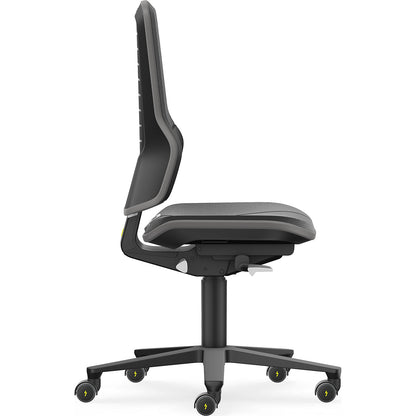 NEON ESD industrial swivel chair, castors, synchronous mechanism, skintec, grey bumper.