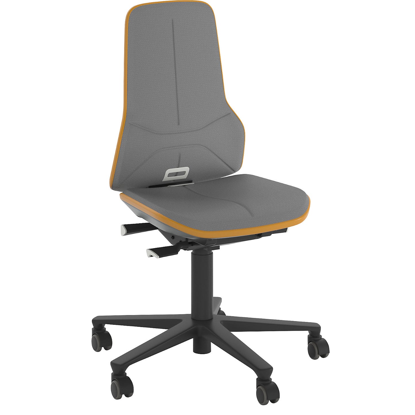 NEON industrial swivel chair, castors, synchronous mechanism, Supertec, orange bumper.