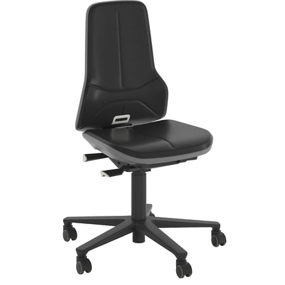NEON industrial swivel chair, castors, synchronous mechanism, skintec, grey bumper.