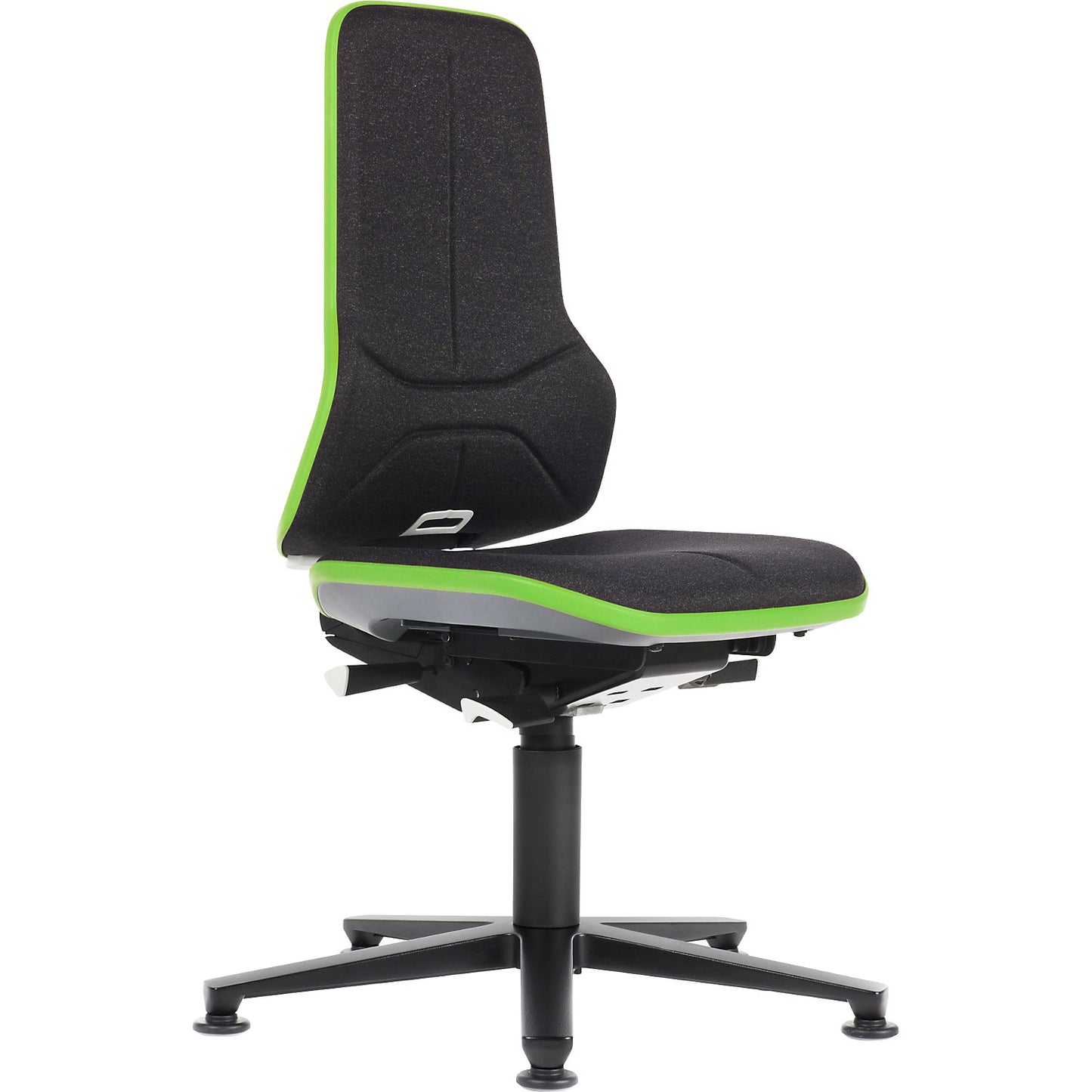 NEON industrial swivel chair swivel chair, floor glides, permanent contact mechanism, fabric, green bumper.
