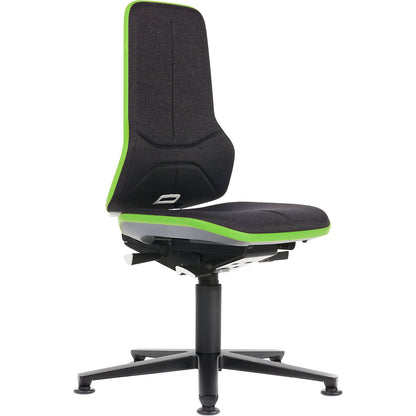 NEON industrial swivel chair swivel chair, floor glides, permanent contact mechanism, fabric, green bumper.