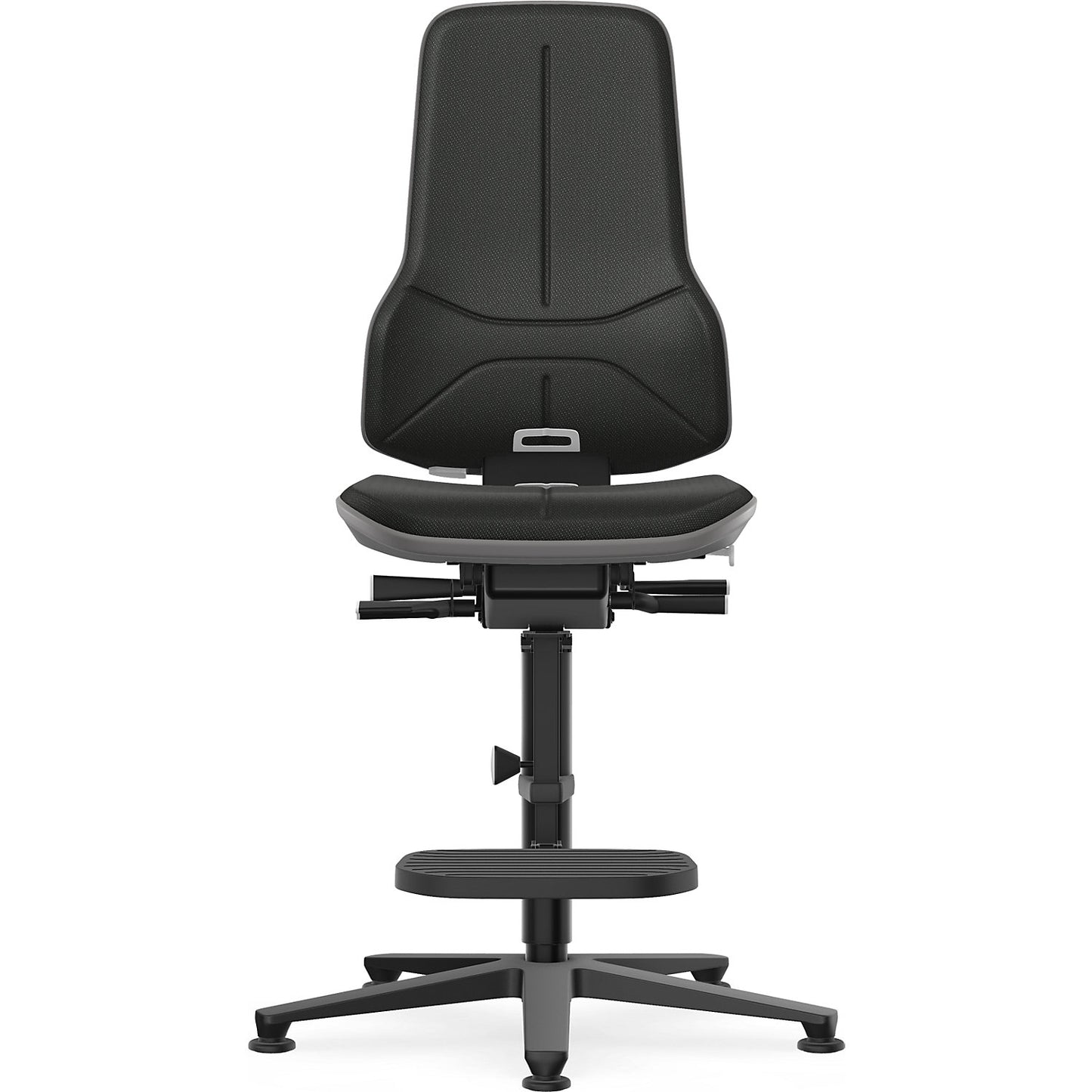 NEON industrial swivel chair, floor glides, step-up, synchronous mechanism, fabric, grey bumper.