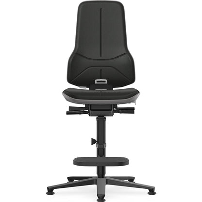 NEON industrial swivel chair, floor glides, step-up, synchronous mechanism, fabric, grey bumper.
