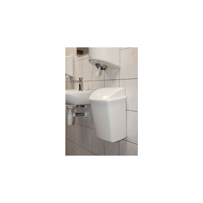 Waste collector with swing lid, capacity 15 l, WxHxD 235 x 405 x 300 mm, white.