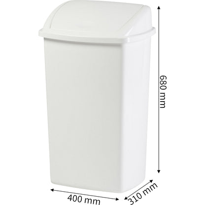 Waste collector with swing lid, capacity 50 l, WxHxD 310 x 680 x 400 mm, white.