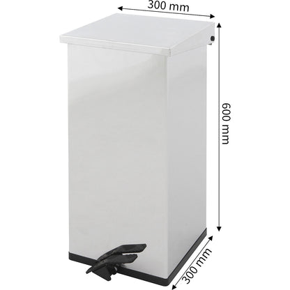 Waste collector with pedal, capacity 55 l, WxHxD 300 x 600 x 300 mm, stainless steel.