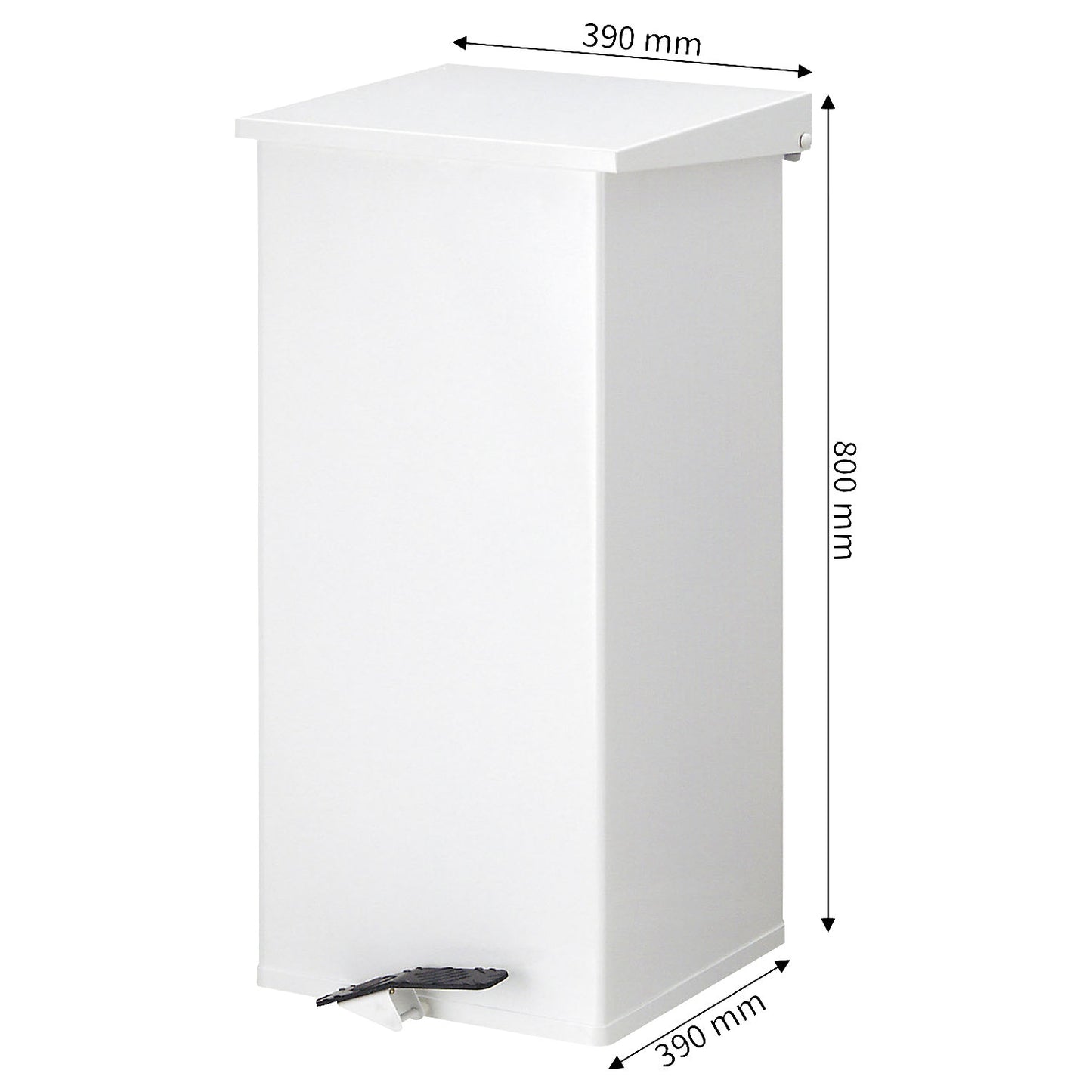 Waste collector with pedal, capacity 110 l, WxHxD 390 x 800 x 390 mm, white.