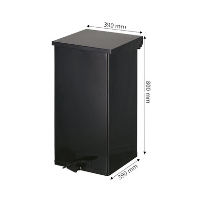 Waste collector with pedal, capacity 110 l, WxHxD 390 x 800 x 390 mm, black.
