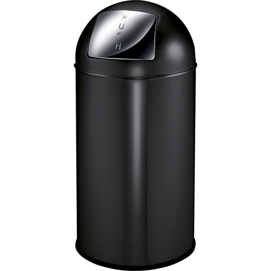 Push rubbish bin, steel, capacity 40 l, HxØ 740 x 350 mm, black, matt finish.