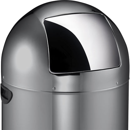 Push rubbish bin with pedal, capacity 33 l, HxØ 700 x 350 mm, silver.