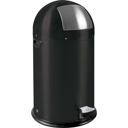Push rubbish bin with pedal, capacity 33 l, HxØ 700 x 350 mm, black, matt finish.