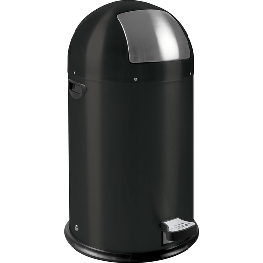 Push rubbish bin with pedal, capacity 33 l, HxØ 700 x 350 mm, black, matt finish.