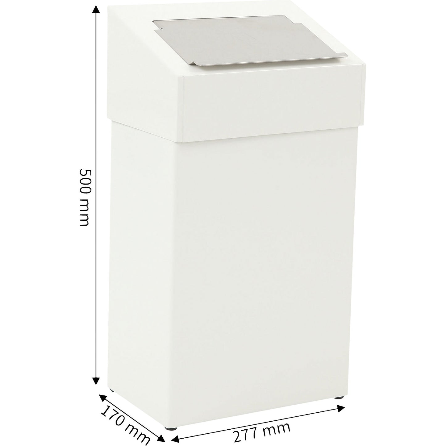 Waste collector with lid for privacy, capacity 18 l, WxHxD 170 x 500 x 277 mm, white.