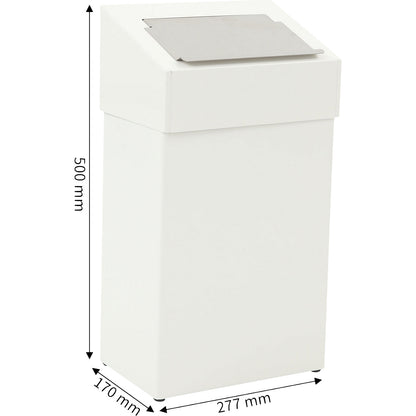 Waste collector with lid for privacy, capacity 18 l, WxHxD 170 x 500 x 277 mm, white.