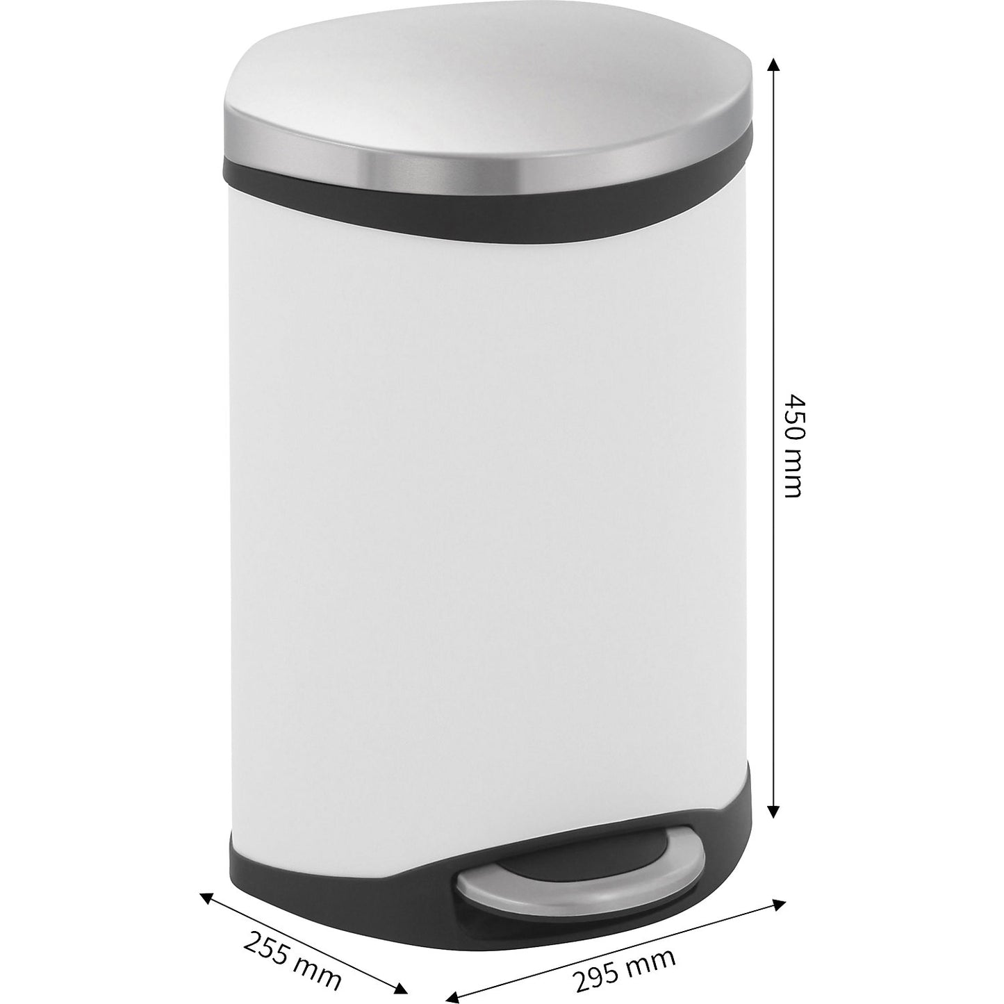 Waste collector with pedal, shell shape, capacity 10 l, HxWxD 450 x 255 x 295 mm, sheet steel body painted white.