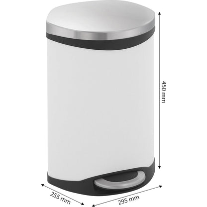 Waste collector with pedal, shell shape, capacity 10 l, HxWxD 450 x 255 x 295 mm, sheet steel body painted white.