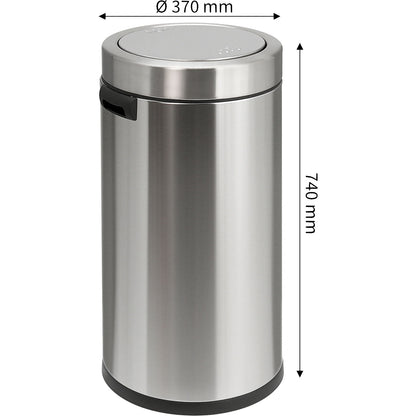 Waste collector 55 l, stainless steel, HxØ 740 x 370 mm, with swing lid.
