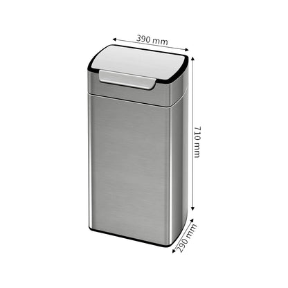 Touch waste collector, stainless steel, matt finish, capacity 30 l, HxWxD 710 x 390 x 290 mm.